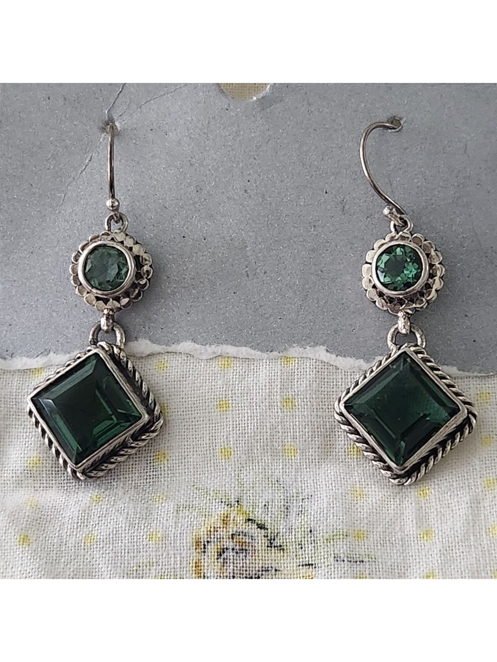 Stunning Emerald Green Tourmaline & Sterling Dangle Earrings